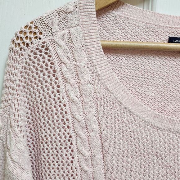 American Eagle Sweater Womens M Pink Ombre Wool Blend Soft Long Sleeve Pullover - Picture 5 of 10